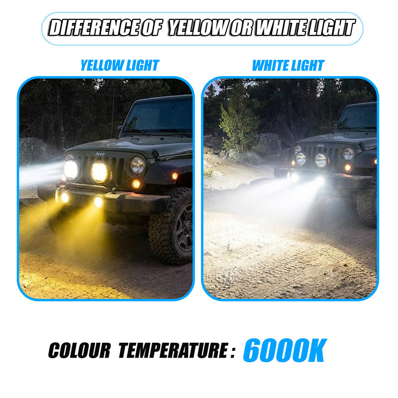 VK133 WITH HARNESS 60W LED Motorcycle Spotlight | High & Low Beam | 12V–36V Waterproof IP67 | High-Power Auxiliary Driving Light(Pack of 2) (MGF3)