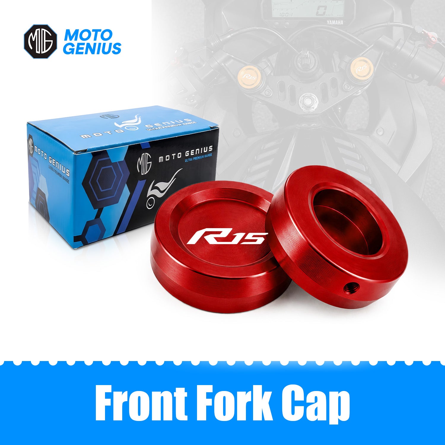Front Fork Cap Cover for Yamaha R15 V4 / R15 V3 – Premium Anodized CNC MADE Front Shocker Top Fork Cover (Pair)