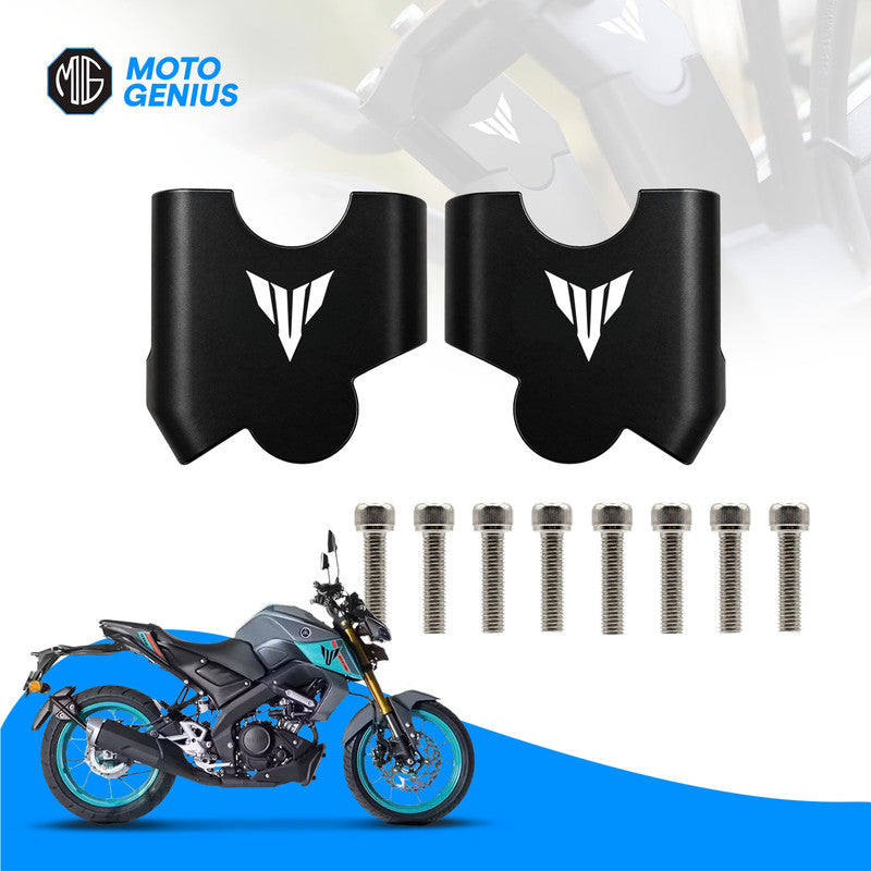Aluminium Angular Handle Riser Clamp for MT15 | Adjustable Height & Reach Anti-Rust Anodized Handlebar Extender Kit for MT-15 Motorbike (Black)