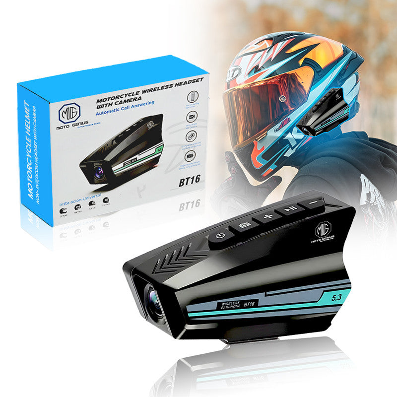 BT 16 Bluetooth Motorcycle Helmet Headset V5.3 with 2K Camera | 2000mAh WiFi DVR | Handsfree Call, Waterproof, Wide Angle, Music & Dash Cam