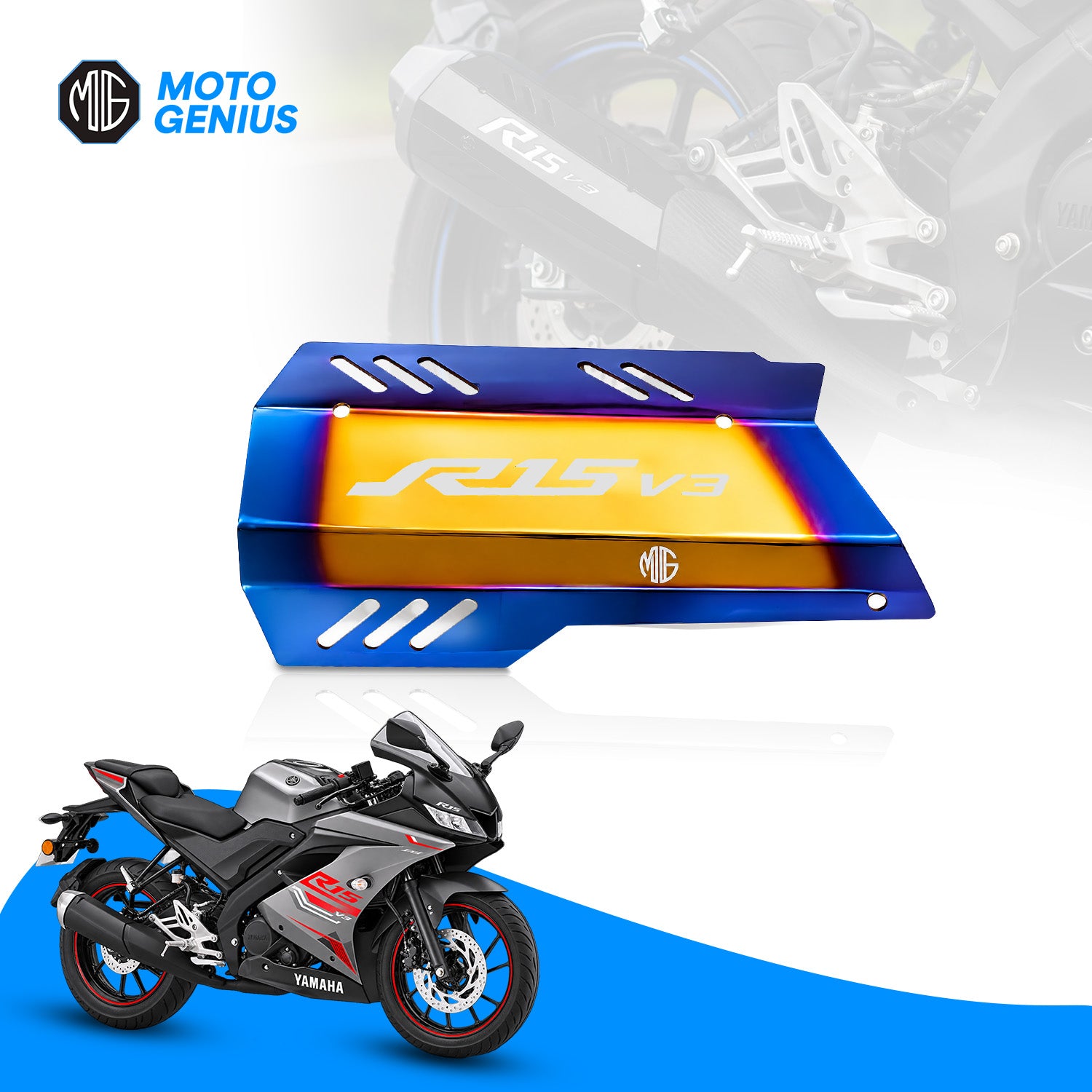 Exhaust Cover Silencer Protector for R15 V3 | Premium Exhaust Heat Shield Protector for Enhanced Durability and Style | Easy Installation