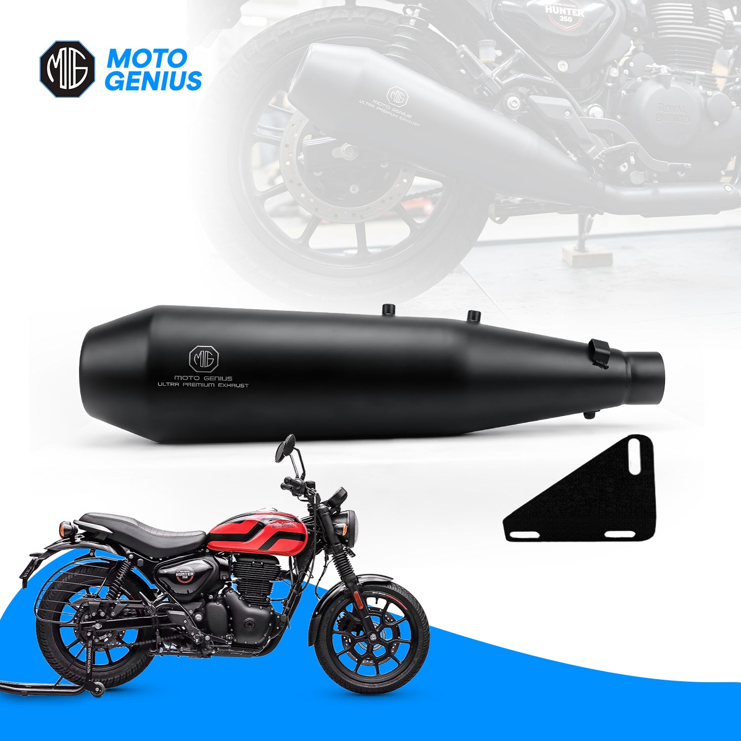 Royal Enfield Hunter 350 Exhaust Silencer | Stainless Steel Motorcycle Exhaust | Durable Weather Resistant Design | Performance & Stylish Finish | Pack of 1