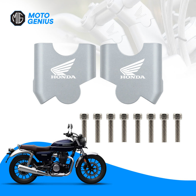Aluminium Angular Handle Riser Clamp for Honda Hiness CB350 & CB350RS | Adjustable Height & Reach Anti-Rust Anodized Handlebar Extender Kit (Silver)