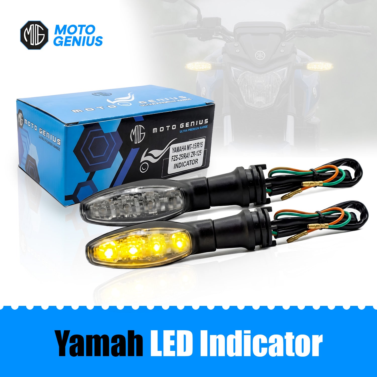 Waterproof Flexible Silicone Rubber LED Indicator Light for FZ, R15, MT15 (BS4 + BS6), Ray Z | Unbreakable, Premium, and Durable Motorcycle Turn Signal Lights