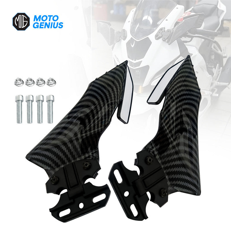 Universal Motorcycle Racing Rearview Mirrors, Carbon Fiber Color Square Side Mirrors, ABS Material, Adjustable 360° Rotatable Windproof Mirrors for Sport Bikes