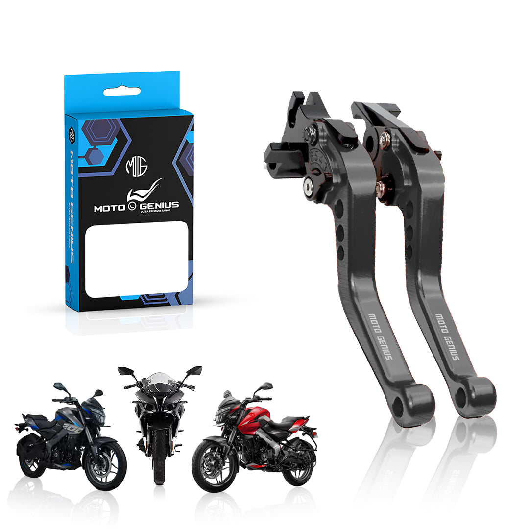 MOTO GENIUS Pulsar NS200 NS160 RS200 Adjustable Clutch & Brake Lever Set | 6-Position CNC Aluminum Bike Levers | Heavy Duty, Ergonomic Motorcycle Hand Levers
