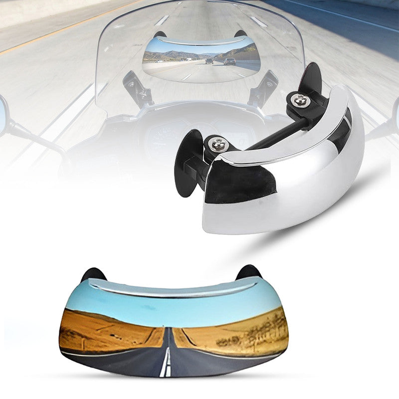 MOTO GENIUS Motorcycle 180° Wide-Angle Rearview visor Mirror – Adjustable Windscreen Mount Convex Mirror for Blind Spot Elimination & Enhanced Riding Safety