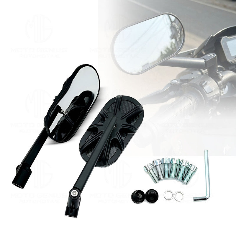 Motorcycle Rearview Mirrors Left & Right with Wrench, Durable Aluminum Alloy Side Mirrors, Adjustable Universal Fit, New
