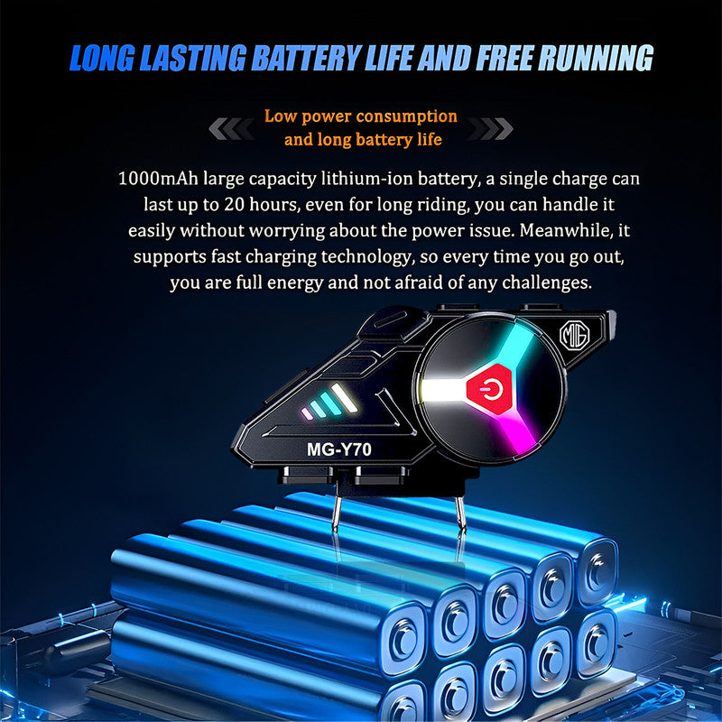 Y70 High Version Motorcycle Wireless Helmet Bluetooth Headset V5.3 – Hands-Free Speaker, Outdoor Riding, Intercom, Music & Call Support