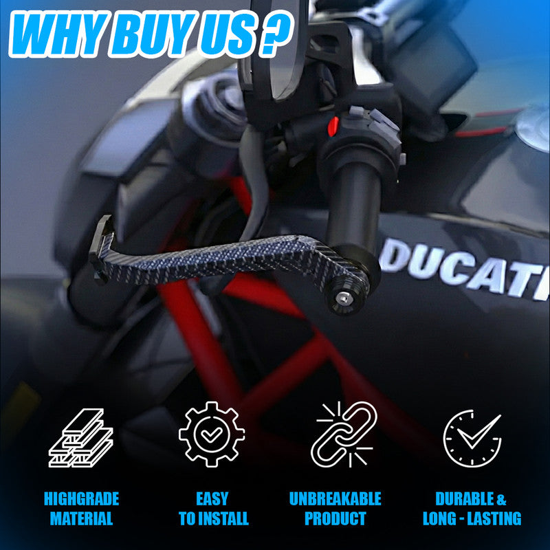 Universal Motorcycle Carbon Lever Guards | Aluminum Brake & Clutch Hand Protectors, CNC Billet Handlebar