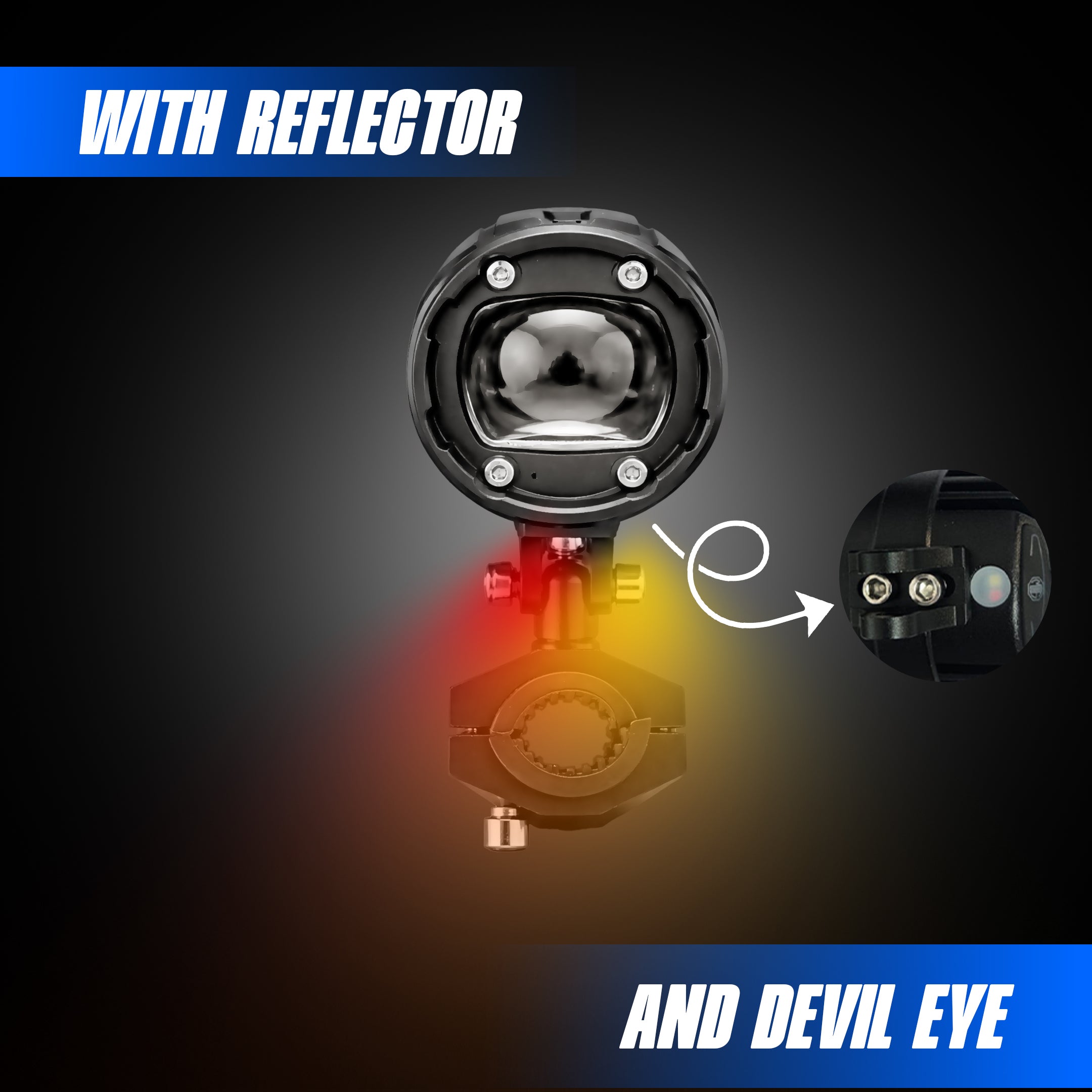 VK G10 80W LED Motorcycle Fog Light with Wiring Harness & Switch, Dual Beam High Low White Yellow Auxiliary Spotlight, 12V–36V Waterproof IP67 for Bike, Scooter, Electric Vehicle (Pack of 2)