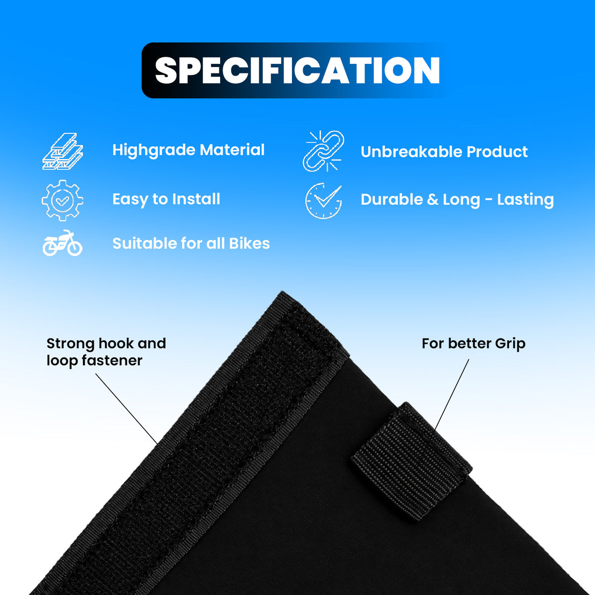 Front Fork Seal Covers | Black Waterproof Fabric, Dust & Dirt Protection for Fork Seal, UNIVERSAL FITTING