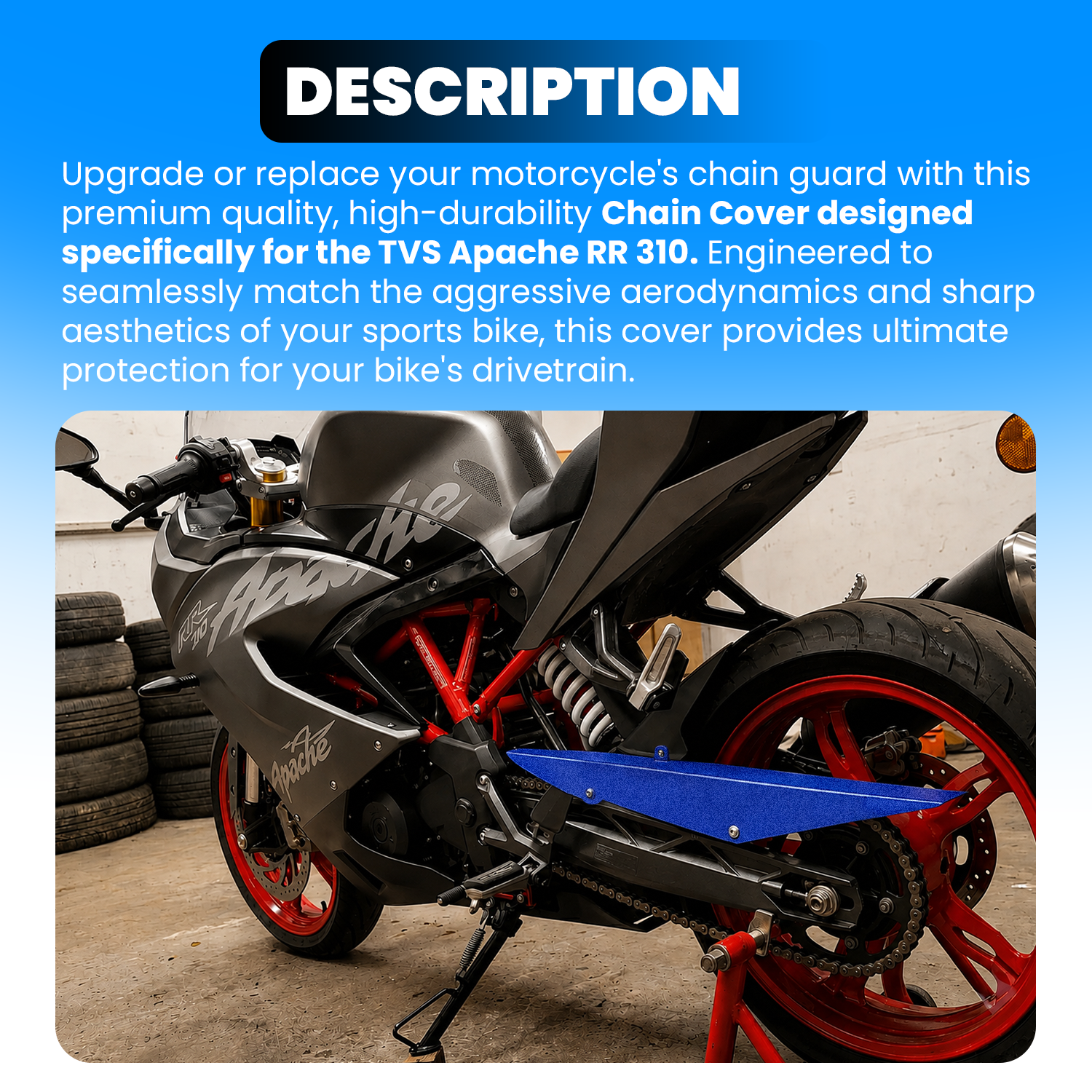 RR310 Chain Cover Aluminium | Lightweight & Durable Motorcycle Chain Guard Protector | Compatible with RR 310 | Easy Installation Spare Part (Red)