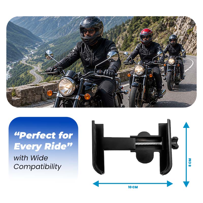 Universal Bike Mount Holder, Aluminum 360° Rotating Stand for Bicycle, Motorcycle, Scooty | Fits All Smartphones, Bike Mobile Holder