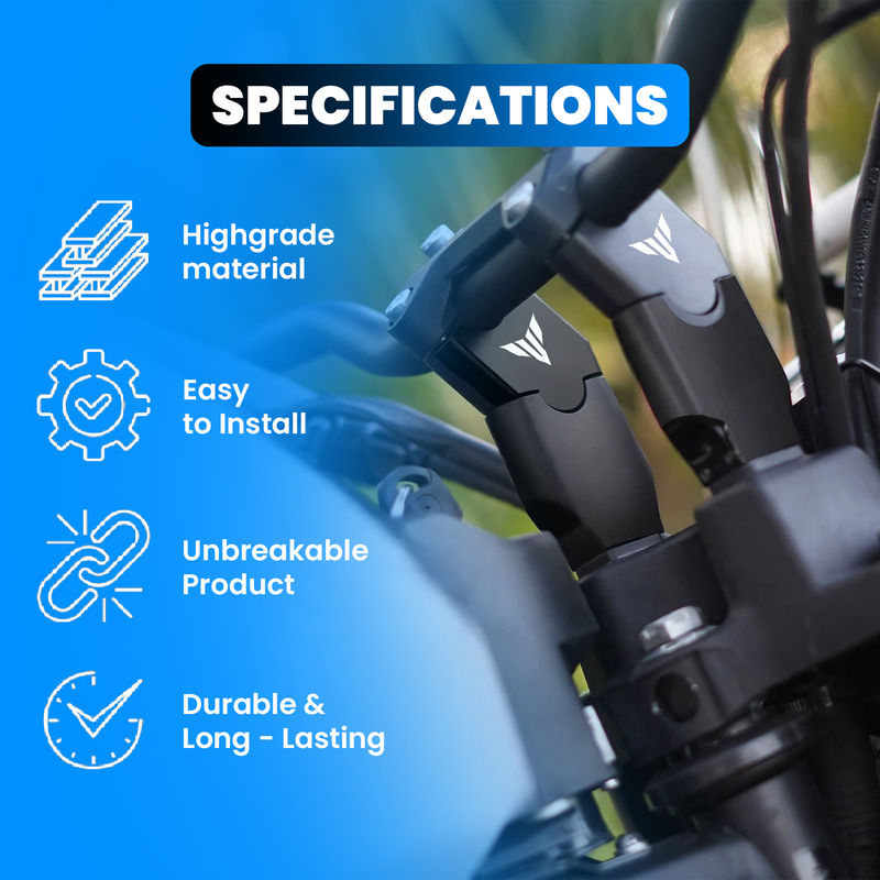 Aluminium Angular Handle Riser Clamp for MT15 | Adjustable Height & Reach Anti-Rust Anodized Handlebar Extender Kit for MT-15 Motorbike (Black)