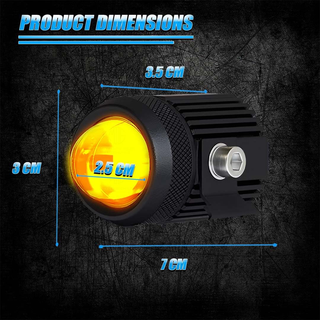 2PCS 25W Fog Light Projectors | 50W Total Power | Dual Beam Hi/Lo | White + Yellow LEDs | IP67 Waterproof | Universal for Car, Motorcycle, Scooter | Pack of 2 (MGF2) - Moto Genius
