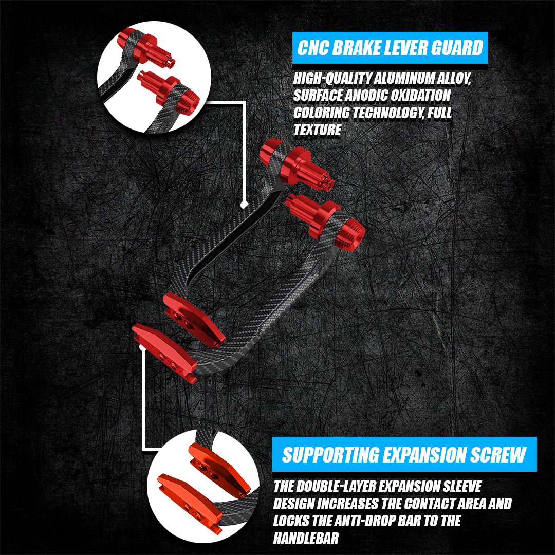 Universal Motorcycle Carbon Lever Guards | Aluminum Brake & Clutch Hand Protectors, CNC Billet Handlebar
