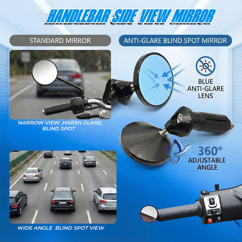 Bike Mini Bar End Mirror – CNC Anti-Glare Universal Short End Side Mirror for All Bikes