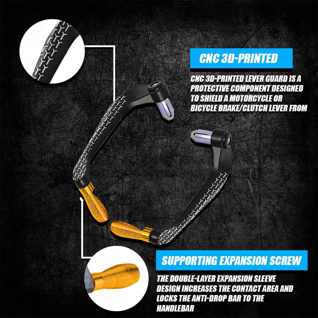 3D Design Universal CNC Handlebar Brake Clutch Lever Protector Guard for Motorcycles & Bikes | Durable and Stylish-Gold - Moto Genius