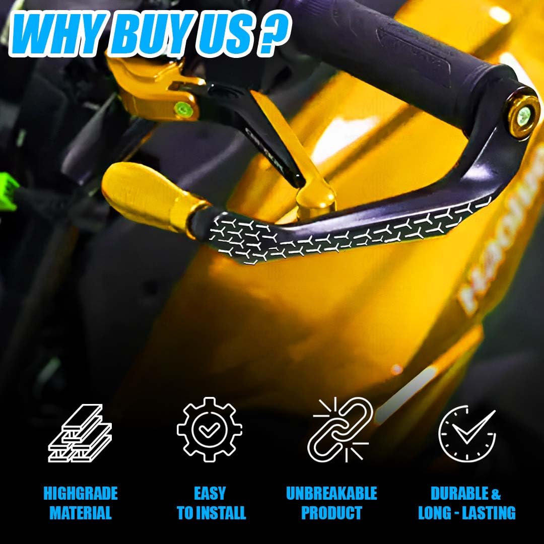 3D Design Universal CNC Handlebar Brake Clutch Lever Protector Guard for Motorcycles & Bikes | Durable and Stylish-Gold - Moto Genius