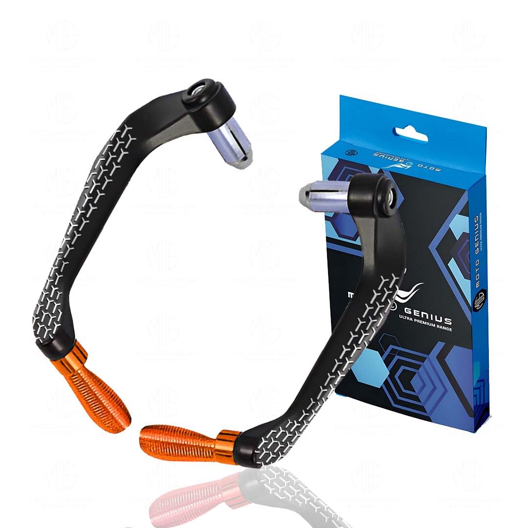 3D Design Universal CNC Handlebar Brake Clutch Lever Protector Guard for Motorcycles & Bikes | Durable and Stylish-Orange - Moto Genius