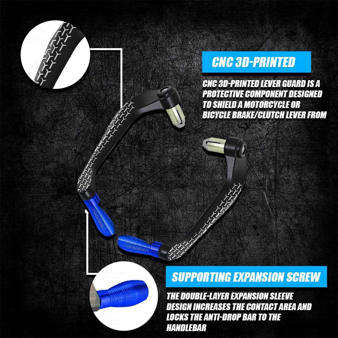 3D Design Universal CNC Handlebar Brake Clutch Lever Protector Guard for Motorcycles & Bikes | Durable and Stylish-Blue - Moto Genius