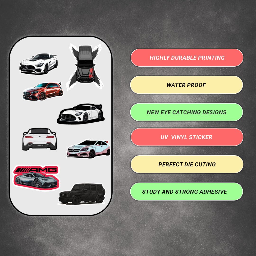 3D Vinyl Car Sticker for Exterior, Waterproof & Fade-Proof Self Adhesive Car Decal for Rear Glass, Bumper, Windshield & Car Styling Accessories (8 PC) - Moto Genius