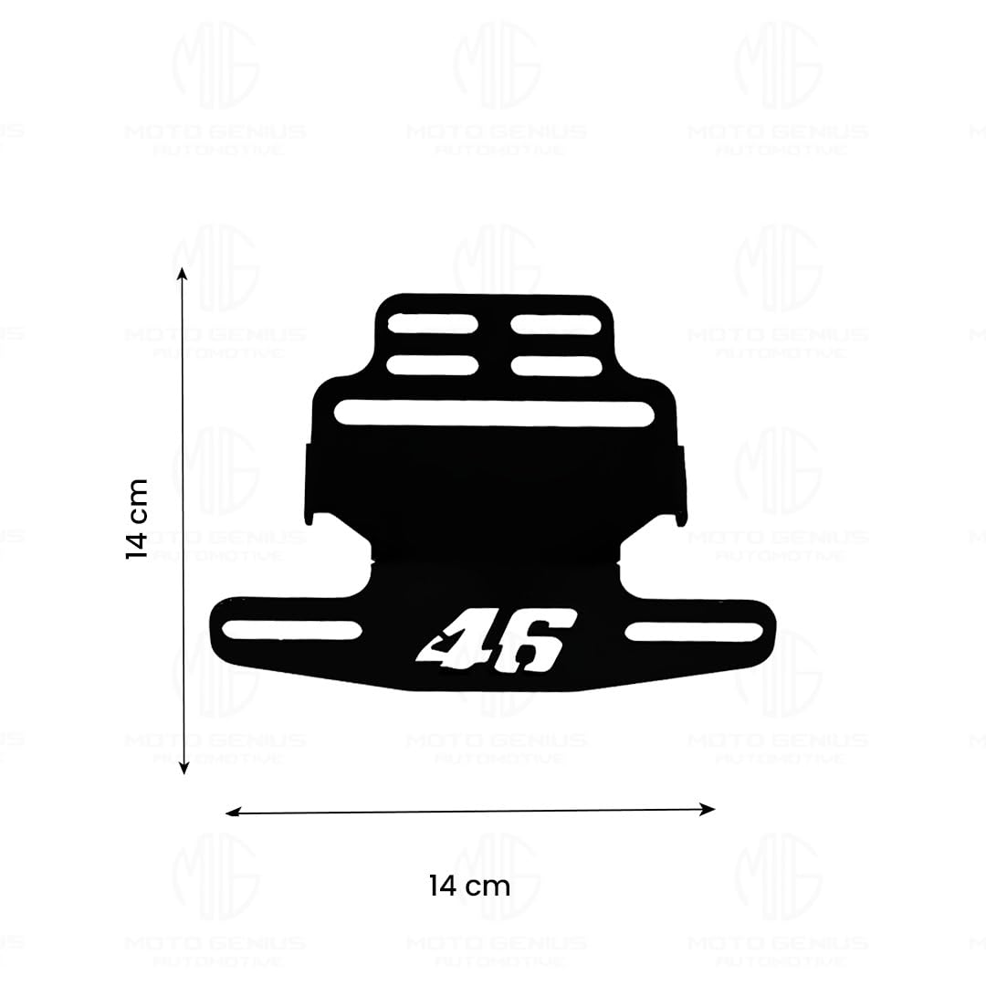 MOTO GENIUS Universal Metal Tail Tidy Number Plate Holder for Motorcycles | Compact License Plate Bracket, LED Light & Turn Signal Mounting, Durable Metal | Fits Most Bikes
