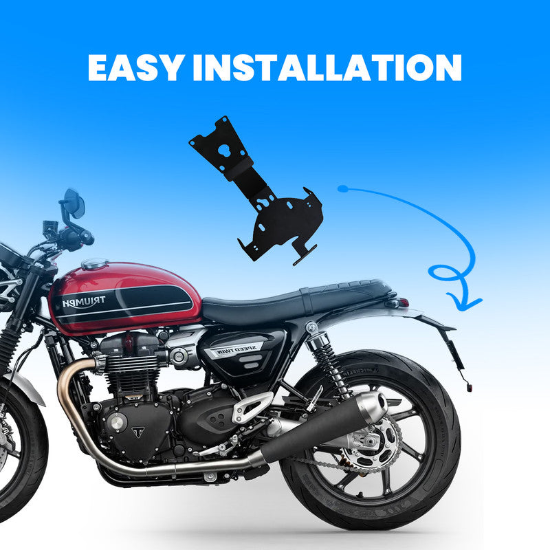 Heavy Metal Tail Tidy Number Plate Holder License Plate Bracket with Indicator Mounts for Triumph (Black)