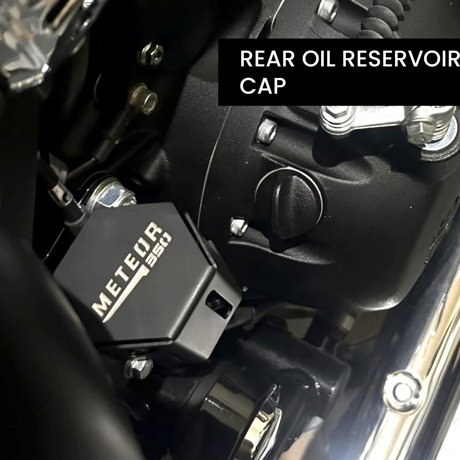 MOTO GENIUS Stainless Steel Rear Brake Oil Container Guard for Meteor 350, Durable & Stylish Protection ()