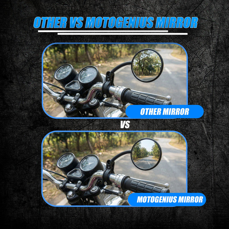 Easy Clamp Enduro Round Motorcycle Mirror, 360° Rotating Fold-Down Plastic Mirror, Universal Handlebar Fit, Durable Black Design