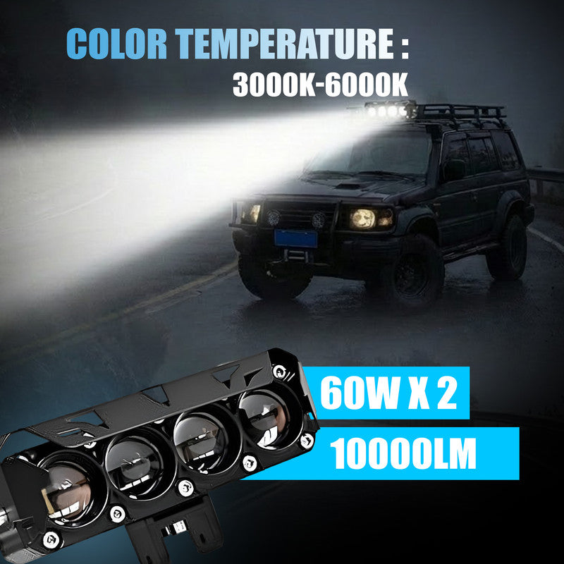 JX-130 WITHOUT HARNESS 40W Dual Color LED Fog Light for Motorcycles | 2 LED Dual Beam White & Yellow | Waterproof Auxiliary Driving Lamp (Pack of 2)