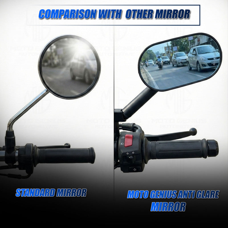 Motorcycle Rearview Mirrors Left & Right with Wrench, Durable Aluminum Alloy Side Mirrors, Adjustable Universal Fit, New