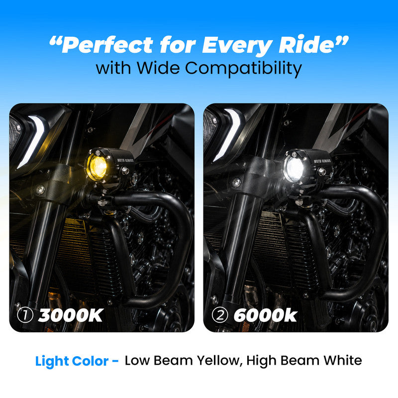 VK-MINI S7 70W CNC Motorcycle Handlebar Switch with Wiring Harness | Red & White Flashing Strobe Mode 12V-36V Motorbike Auxiliary Fog Light Toggle Controller (MGF3)