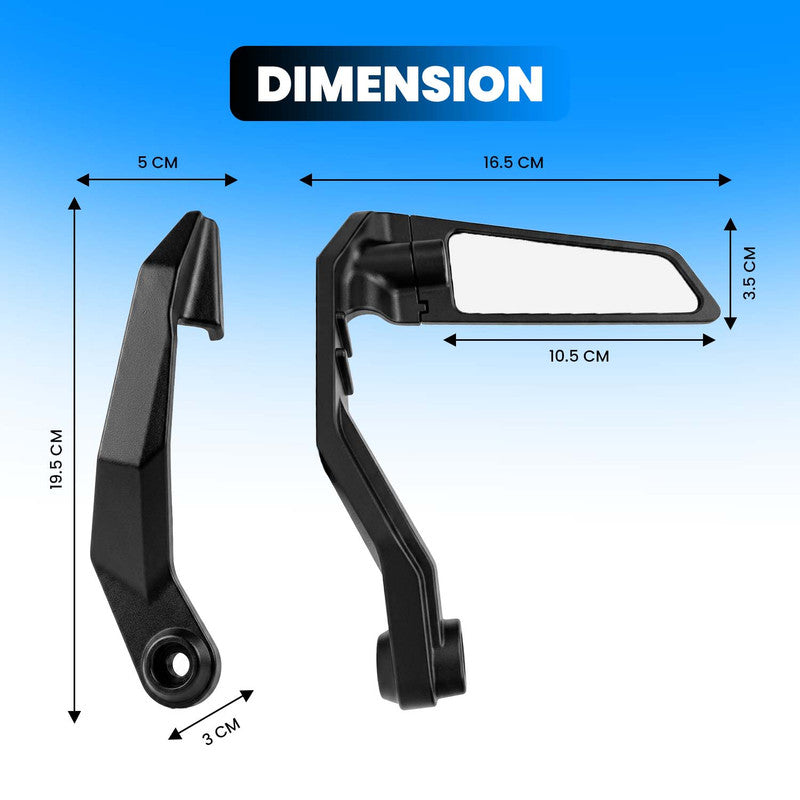 Universal Motorcycle Rearview Mirrors, 180° Adjustable Rotating Side Wing Mirrors, Handlebar Mounted Rear View Mirror for Motorcycles, Scooters & Bikes