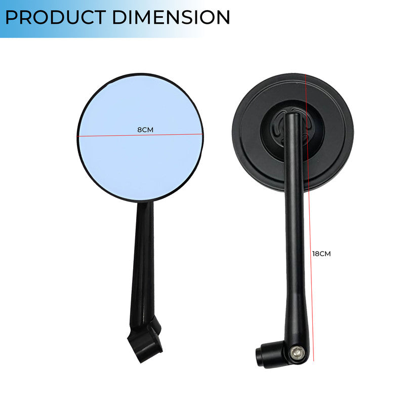 Universal CNC Aluminum Classic Round Side Mirrors – Fits All Motorcycles and Scooters