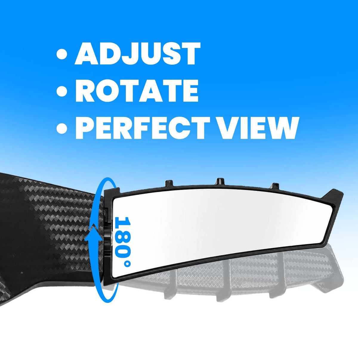 Adjustable Universal Motorcycle Rearview Mirrors with LED Turn Signals, Rotating Wind Wing Side Mirrors, Carbon Fiber Finish, Modified Rear View Mirrors for Most Motorcycles & Bikes