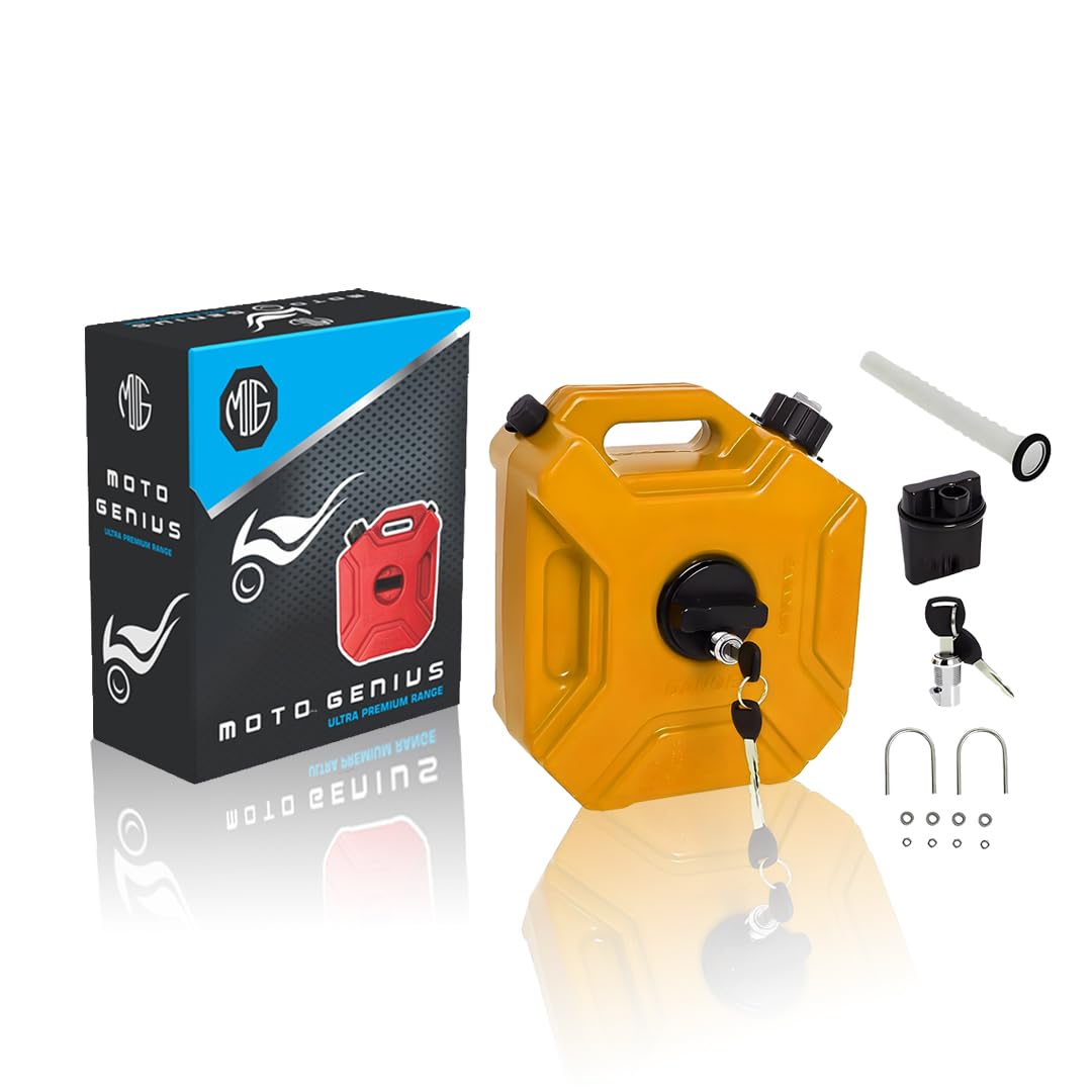 Universal 5 Liter Fuel Jerry Can With Clamp and Cap For Motorcycle | Fuel Container Heavy Duty construction for Petrol/diesel/kerosene Storage