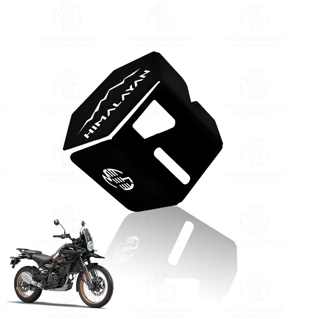 MOTO GENIUS Stainless Steel Rear Brake Oil Reservoir Guard for RE Himalayan BS3/BS4/BS6/Scram Motorbike | Durable Protection ()