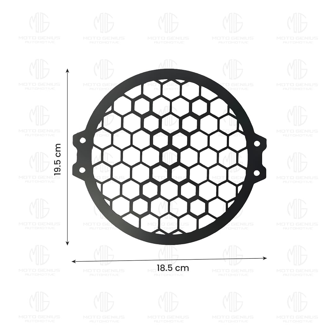 MOTO GENIUS Front Headlight Grill Guard for RE Meteor |Durable Metal Protective Head Light Frame Protector| Jali Compatible for RE Meteor (Plus Design Grill)