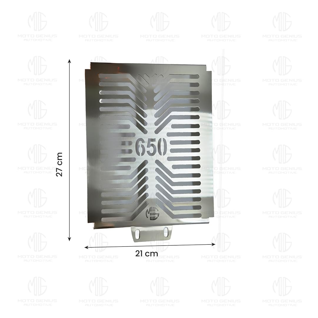 MOTO GENIUS Radiator Guard for RE Interceptor | Durable Stainless Steel Protector |Essential Accessory for Motorcycle Radiator Protection (650 Logo)