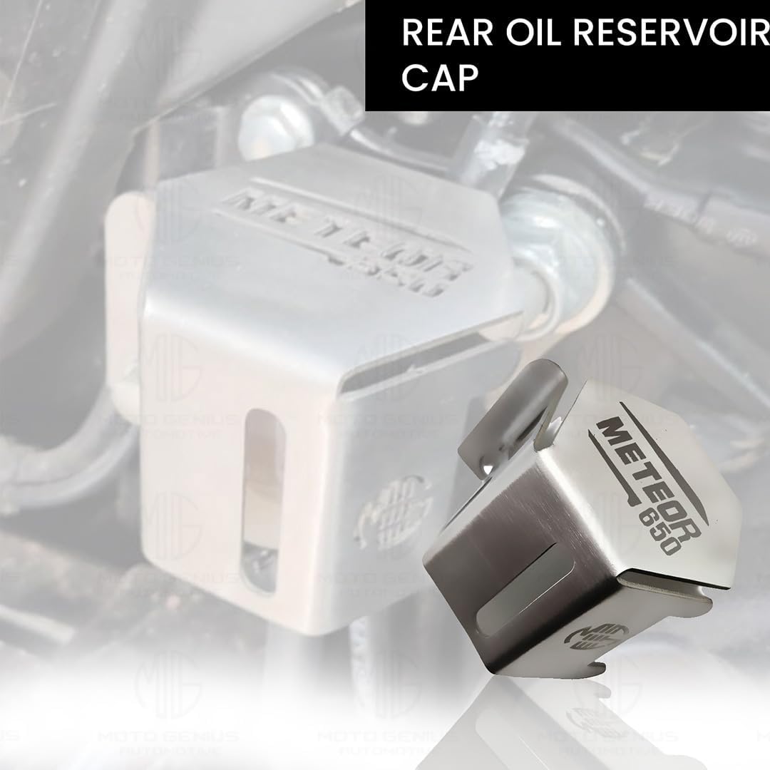 MOTO GENIUS Stainless Steel Rear Brake Oil Container Guard for RE Super Meteor 650 | Durable Protection & Stylish Design for Motorcycles ()