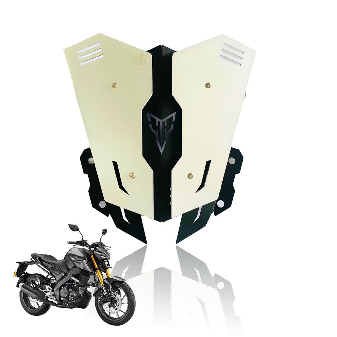 MOTO GENIUS Metal Visor Windscreen Windshield Deflector for MT 15 | Heavy Quality Flyscreen with Mount for Motorbike | Wind Sheld Protector