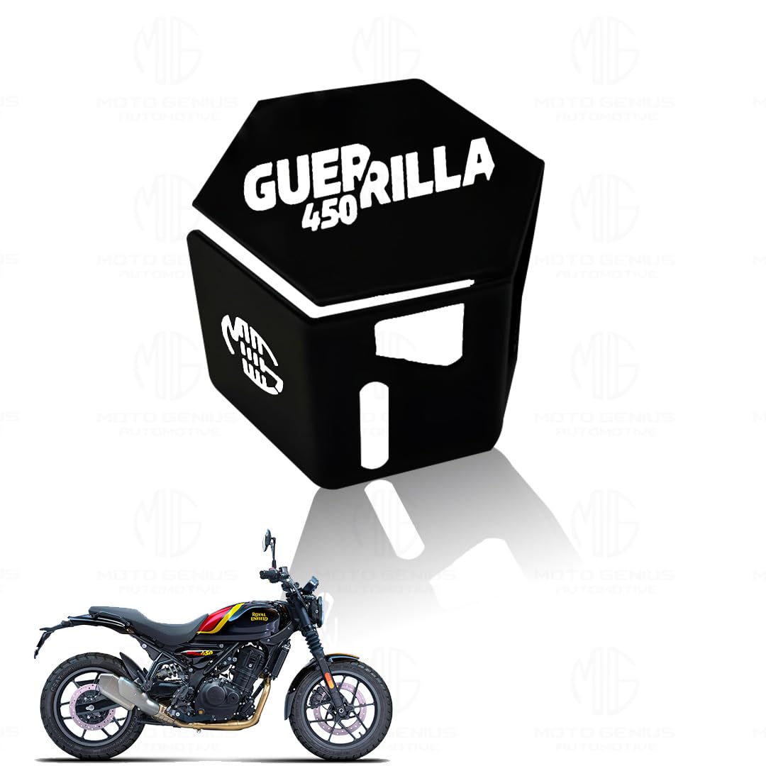 MOTO GENIUS Stainless Steel Rear Brake Oil Reservoir Guard for RE Himalayan BS3/BS4/BS6/Scram Motorbike | Durable Protection ()