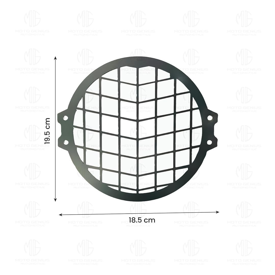 MOTO GENIUS Front Headlight Grill Guard for RE Super Meteor 650 | Durable Metal Protective Head Light Frame Protector