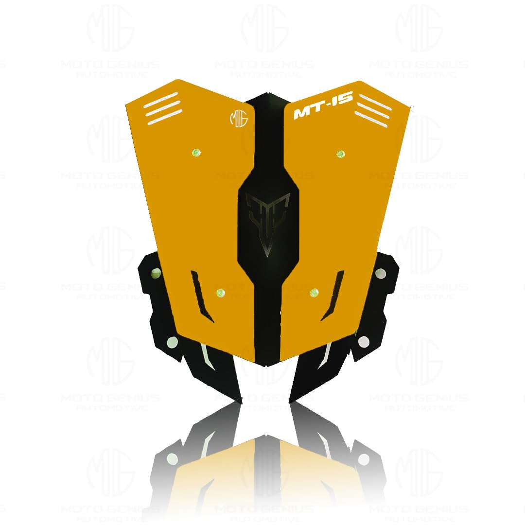 MOTO GENIUS Metal Visor Windscreen Windshield Deflector for MT 15 | Heavy Quality Flyscreen with Mount for Motorbike | Wind Sheld Protector