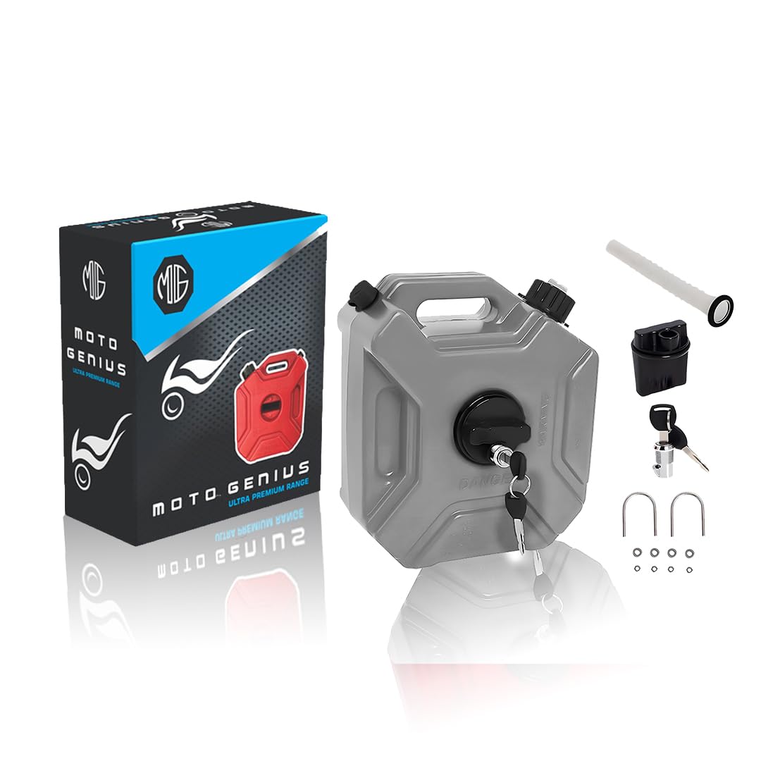 Universal 5 Liter Fuel Jerry Can With Clamp and Cap For Motorcycle | Fuel Container Heavy Duty construction for Petrol/diesel/kerosene Storage