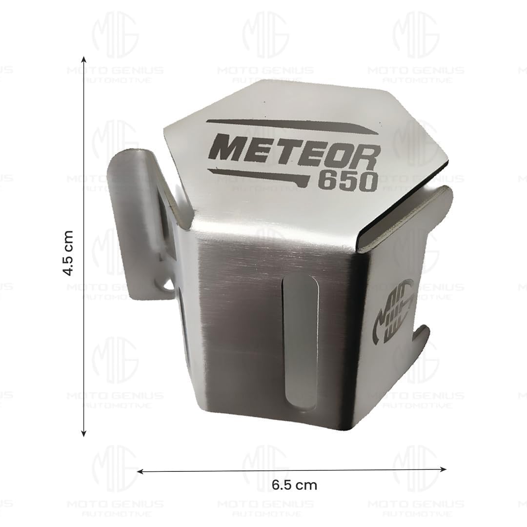 MOTO GENIUS Stainless Steel Rear Brake Oil Container Guard for RE Super Meteor 650 | Durable Protection & Stylish Design for Motorcycles ()