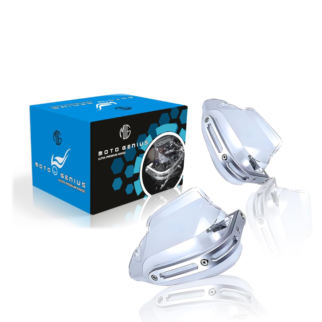 MOTO GENIUS Universal Bike Hand Guards Protectors | Wind Deflector Made for Hand Safety While Riding All Motorcycle
