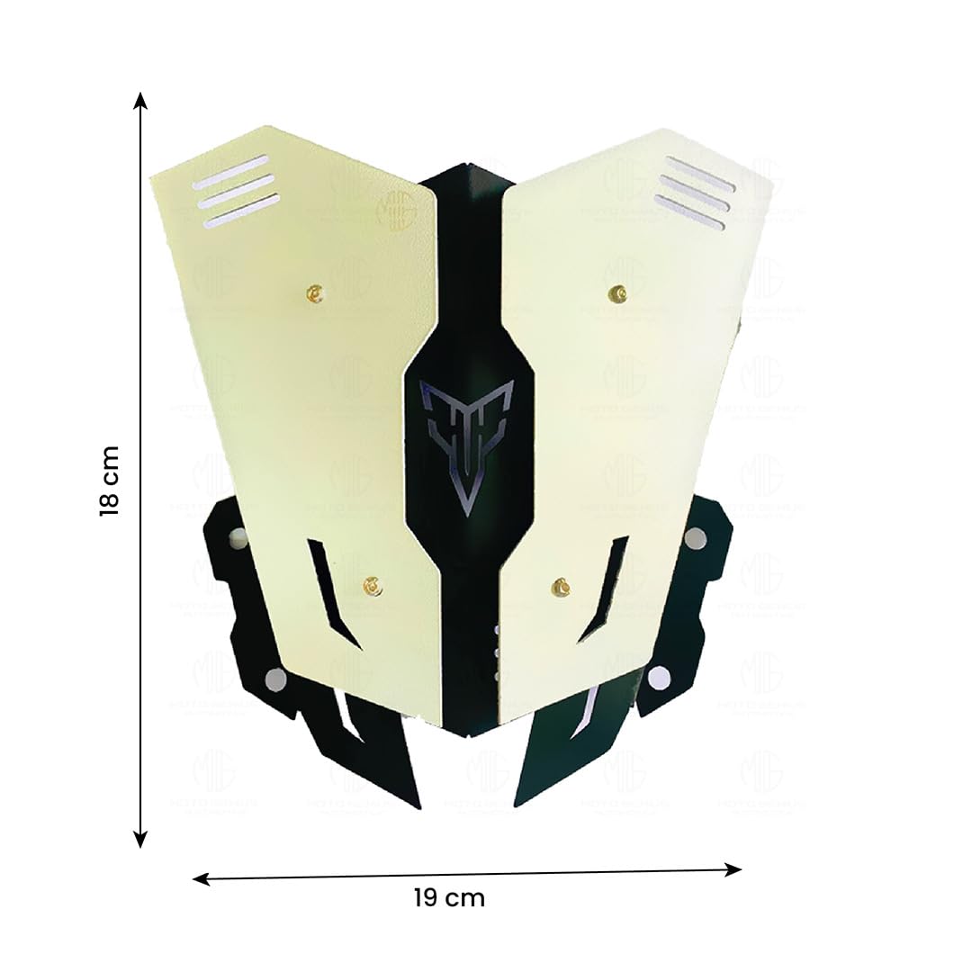 MOTO GENIUS Metal Visor Windscreen Windshield Deflector for MT 15 | Heavy Quality Flyscreen with Mount for Motorbike | Wind Sheld Protector